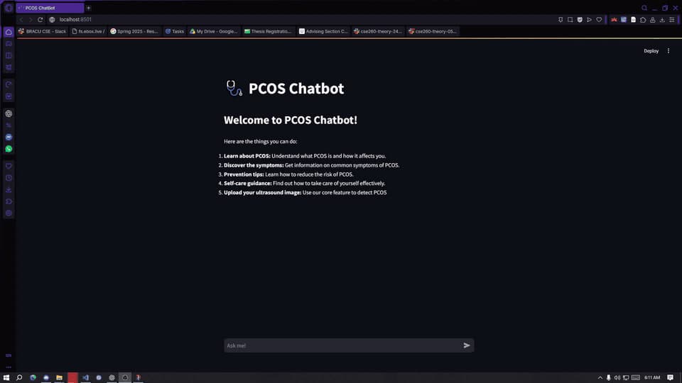 PCOS Chatbot interface preview